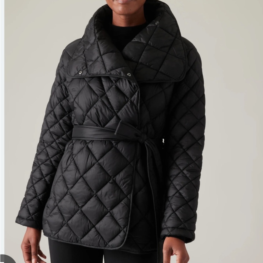 Athleta Whisper Featherless wrap coat size XXS, Black